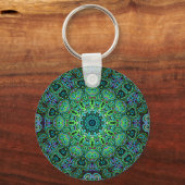 Smaragdgrünes Mandala-Design Schlüsselanhänger (Vorderseite)