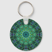 Smaragdgrünes Mandala-Design Schlüsselanhänger (Rückseite)