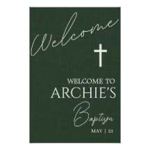 Smaragdgrünes minimalistisches Taufbegrüßungsschil