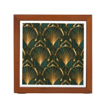 Smaragdgrünes und goldenes Luxus-Art-Deco-Ablagefa
