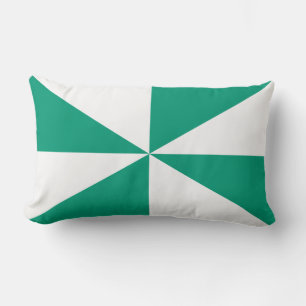 Smaragdgrünes und weißes Pinwheel Lendenkissen