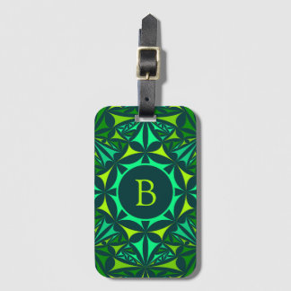 Smaragdgrünes verziertes Kaleidoskop-Monogramm Gepäckanhänger