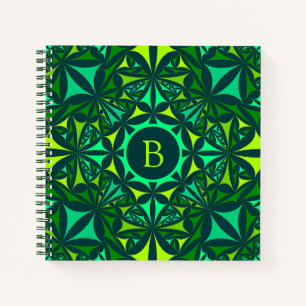 Smaragdgrünes verziertes Kaleidoskop-Monogramm Notizblock