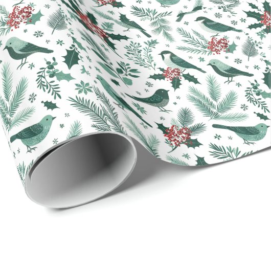 Smaragdgrünes Vogelschutzpapier Geschenkpapier (Rolleneckpunkt)