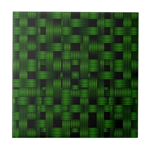 Smaragdgrünes Webkorbmuster Fliese (Vorderseite)