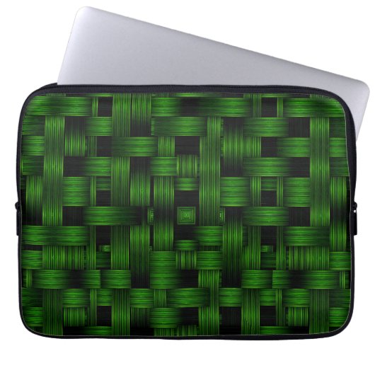 Smaragdgrünes Webkorbmuster Textur Laptopschutzhülle (Vorderseite)