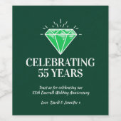 Smaragdgrünes Weinlabel zum Jubiläum der Hochzeit Weinetikett (Einzelnes Label)