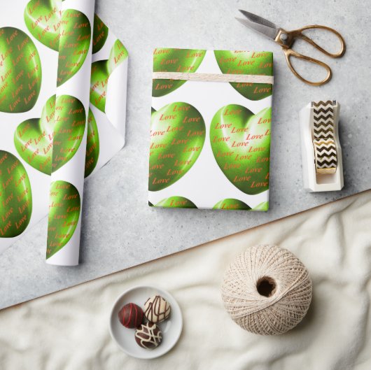 Smaragdherz gefüllt mit Liebe Geschenkpapier (Kunsthandwerk)