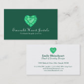 Smaragdherzjuwelschmuck-Grün-Visitenkarte Visitenkarte (Vorne/Hinten)