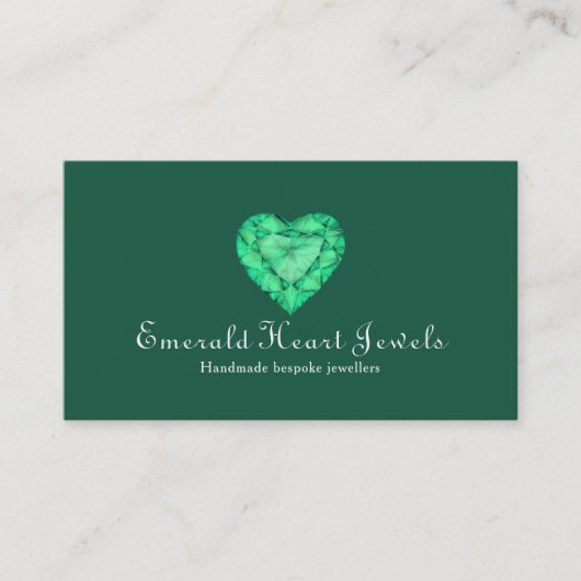 Smaragdherzjuwelschmuck-Grün-Visitenkarte Visitenkarte (Vorderseite)