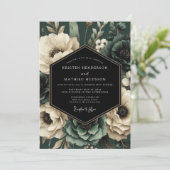 Smaragdhochzeit mit florale Romantik Einladung (Stehend Vorderseite)