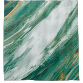 Smaragdjade-grünes Goldbetonter gemalter Marmor Duschvorhang (Vorderseite)