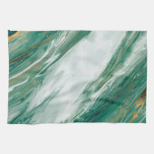 Smaragdjade-grünes Goldbetonter gemalter Marmor Geschirrtuch (Horizontal)