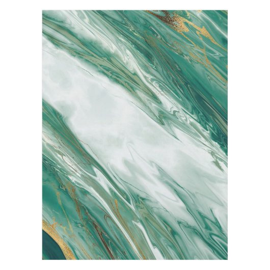 Smaragdjade-grünes Goldbetonter gemalter Marmor Tischdecke (Vorderseite)