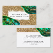 Smaragdkristallachat Geode GoldGlitzer Visitenkarte (Vorne/Hinten)