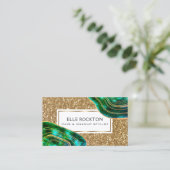 Smaragdkristallachat Geode GoldGlitzer Visitenkarte (Stehend Vorderseite)