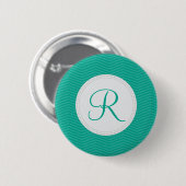 Smaragdmonogramm-dünnes Zickzack Muster Button (Vorne & Hinten)