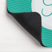 Smaragdmonogramm-dünnes Zickzack Muster Mousepad (Ecke)