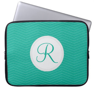 Smaragdmonogramm-Laptop-Hülse Laptopschutzhülle