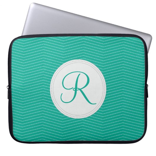 Smaragdmonogramm-Laptop-Hülse Laptopschutzhülle (Vorderseite)