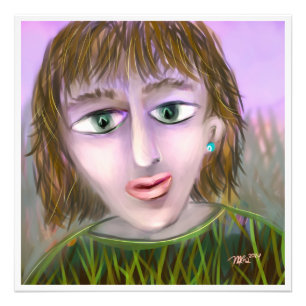 Smaragdneugier ~ Moderne feminine Porträtwand Fotodruck