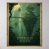 Smaragdparadies - Schwebende Fantasie-Waldlandscha Poster (Vorne)
