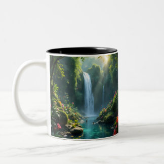Smaragdparadies Wasserfall Tropischer Regenwald Zweifarbige Tasse