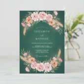 Smaragdrote Brautkrone Hochzeit Einladung (Stehend Vorderseite)