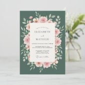 Smaragdrote Brautkrone Hochzeit Einladung (Stehend Vorderseite)