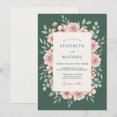Smaragdrote Brautkrone Hochzeit Einladung (Vorne/Hinten)