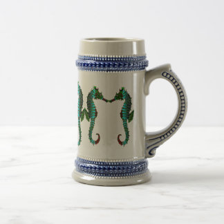 Smaragdseepferde Stein Bierglas