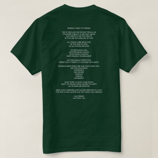 SMARAGDtablette VON HERMES [FREEMAN-ÜBERSETZUNG] T-Shirt (Design Rückseite)