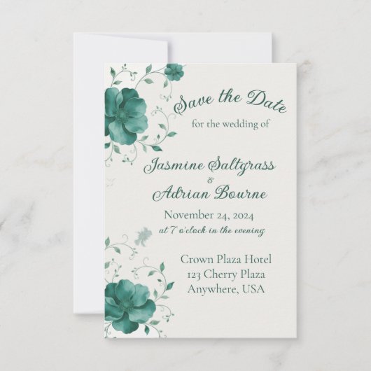 Smaragdvine-Hochzeit Save The Date (Vorderseite)
