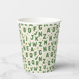 Smaragdwald-Alphabet-Funkeln Pappbecher