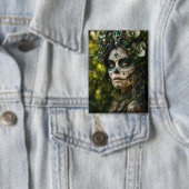 Smaragdwald-Calavera – Grüne Botanik Button (Insitu)
