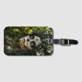 Smaragdwald-Calavera – Grüne Botanik Gepäckanhänger (Vorderseite (Horizontal))