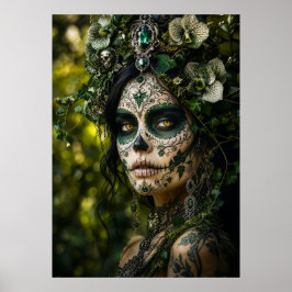 Smaragdwald-Calavera – Grüne Botanik Poster
