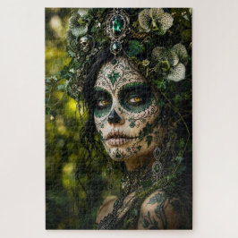 Smaragdwald-Calavera – Grüne Botanik Puzzle