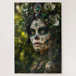Smaragdwald-Calavera – Grüne Botanik Puzzle