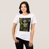 Smaragdwald-Calavera – Grüne Botanik Tri-Blend Shirt (Vorderseite voll)