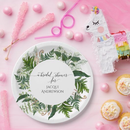 Smaragdwaldlaub der Brautparty-Party-Farn-| Pappteller (Party)