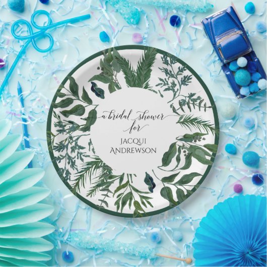 Smaragdwaldlaub des Brautparty-Party-Dekor-| Pappteller (Party)