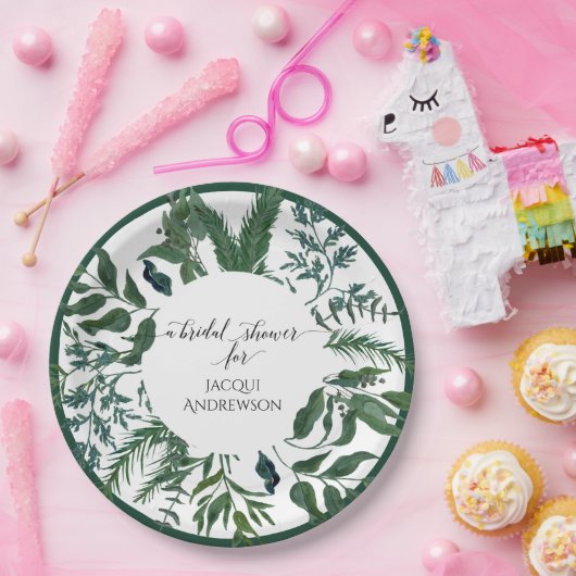 Smaragdwaldlaub des Brautparty-Party-Dekor-| Pappteller (Party)