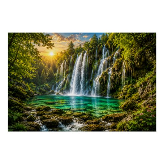 Smaragdwasserfall-Paradies Poster (Vorderseite)