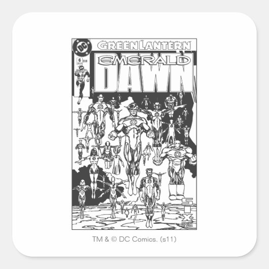 Smarald Dawn Cover, Schwarz und Weiß Quadratischer Aufkleber (Vorderseite)