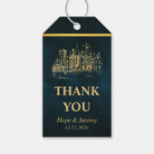 Smarald Gold Elegant Fairy Tale Gastgeschenk Hochz Geschenkanhänger (Vorderseite)