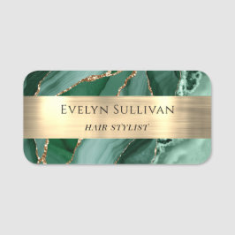 Smarald Green Agate Gold Foil Name Tag Namensschild