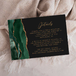 Smarald Green Agate Gold Script Wedding Details Begleitkarte