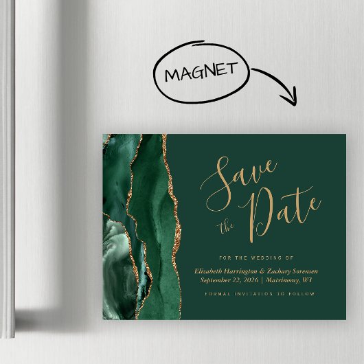 Smarald Green Agate Magnetic Wedding speichern das Magnetkarte