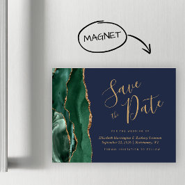 Smarald Green Agate Navy Hochzeit speichern Datum Magnetkarte